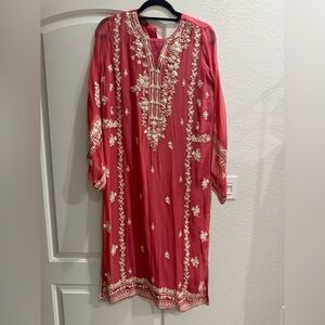 Pakistani designer Agha Noor pink 2 piece casual semi formal kurta set